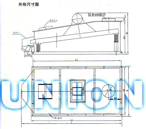 PZS系列高效振動(dòng)篩外形尺寸圖